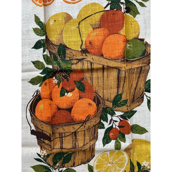 Vintage MCM Linen Kitchen Tea Dish Towel - Bob Goryl Oranges - Picture 2 of 3